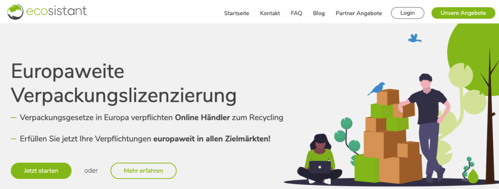 Ecosistant Verpackungslizenz EU Versand website