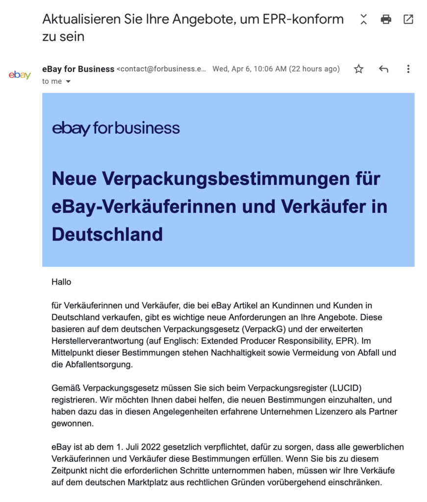 eBay E-Mail EPR