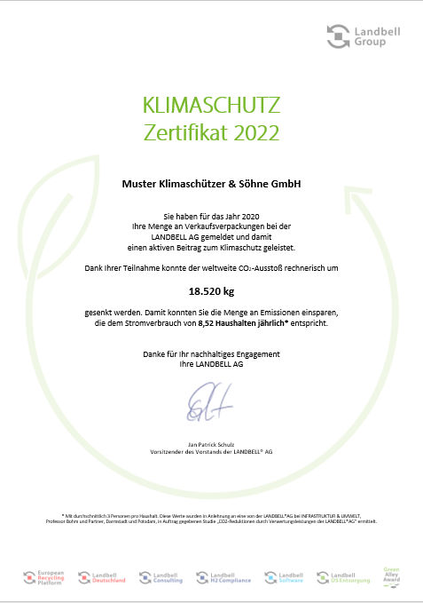 Klimaschutzzertifikat Landbell Easy