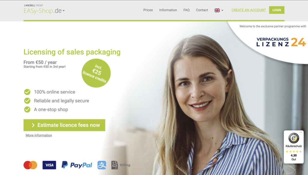 EASyShop Verpackungslizenz24 partner portal