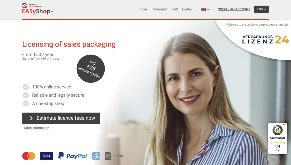 EASyShop Verpackungslizenz24 partner portal